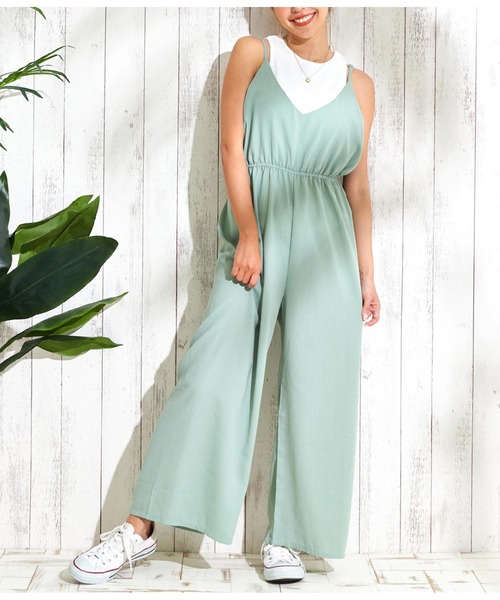 anap mimpi（アナップミンピ）の「キャミオールインワン（つなぎ/オールインワン・レディース・ベージュ/ブラック/ミント・FREE）」の3枚目の写真