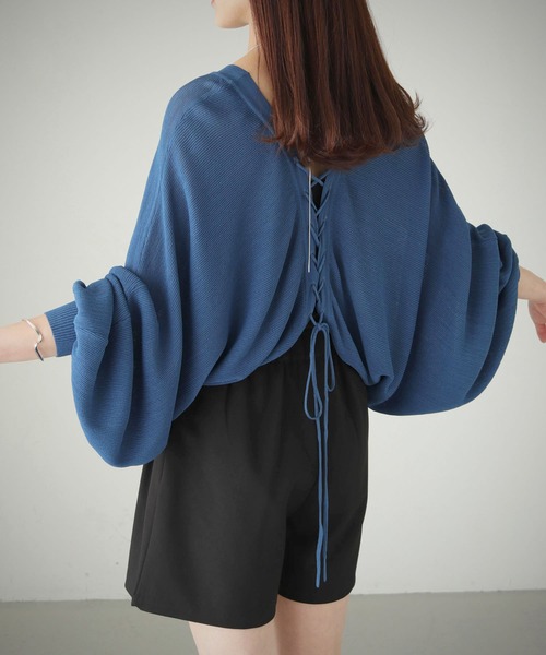 cheriella（シェリエラ）の「【cheriella】WEB限定バックレースアップドルマンカーディガン WEB LIMITED BACK LACE-UP DOLMAN CARDIGAN（カーディガン/ボレロ・レディース・ブルー/アイボリー/ブラック/ワインレッド・M）」の19枚目の写真