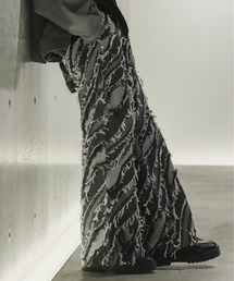 CASPER JOHN | Fringe jacquard flare denim/フリンジジャガードフレアデニム(デニムパンツ)
