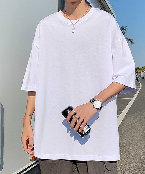 WESTBOY(ウエストボーイ)の「ビッグシルエットハーフスリーブTシャツWOK23S3TP01【WB ORIGINALS】(Tシャツ/カットソー・メンズ・ピンク/ダークグレー/ホワイト/カーキ/ライトグレー/ブラック/パープル・L/M/XL)」の1枚目の写真