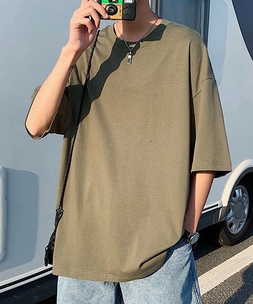 WESTBOY(ウエストボーイ)の「ビッグシルエットハーフスリーブTシャツWOK23S3TP01【WB ORIGINALS】(Tシャツ/カットソー・メンズ・ピンク/ダークグレー/ホワイト/カーキ/ライトグレー/ブラック/パープル・L/M/XL)」の5枚目の写真