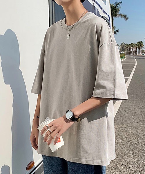 WESTBOY(ウエストボーイ)の「ビッグシルエットハーフスリーブTシャツWOK23S3TP01【WB ORIGINALS】(Tシャツ/カットソー・メンズ・ピンク/ダークグレー/ホワイト/カーキ/ライトグレー/ブラック/パープル・L/M/XL)」の3枚目の写真