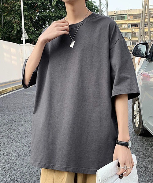 WESTBOY(ウエストボーイ)の「ビッグシルエットハーフスリーブTシャツWOK23S3TP01【WB ORIGINALS】(Tシャツ/カットソー・メンズ・ピンク/ダークグレー/ホワイト/カーキ/ライトグレー/ブラック/パープル・L/M/XL)」の4枚目の写真