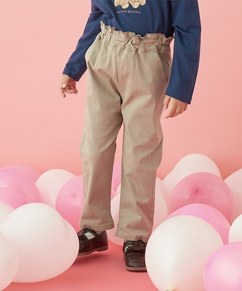 Lycee mine(リセマイン)の「すぽっと履けてきれいシルエットパンツ(その他パンツ・キッズ・ブラック/ピンク/モスグリーン/アイボリー/ベージュ系その他/ブルーグリーン/グレイッシュベージュ・100cm/110cm/120cm/130cm/140cm/150cm)」の1枚目の写真