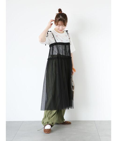 ehka sopo（エヘカソポ）の「2WAYチュールキャミソールワンピース（ワンピース・レディース・ブラック/ピンク/キナリ・F）」の14枚目の写真