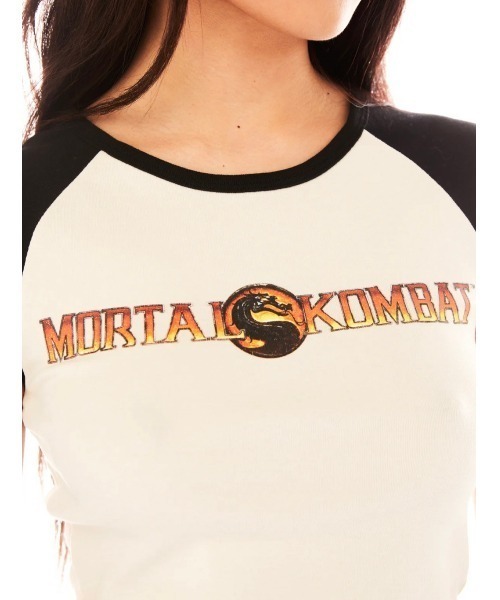 Basic Pleasure Mode（ベーシックプレジャーモード）の「Basic Pleasure Mode ベーシックプレジャーモード FINISH HIM TANK ラグランTシャツ ロゴTシャツ クロップド丈トップス（Tシャツ/カットソー・レディース・ホワイト・XS/S）」の5枚目の写真