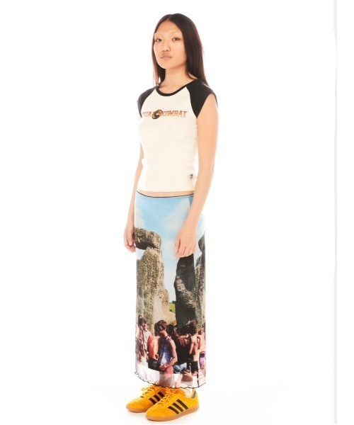 Basic Pleasure Mode（ベーシックプレジャーモード）の「Basic Pleasure Mode ベーシックプレジャーモード FINISH HIM TANK ラグランTシャツ ロゴTシャツ クロップド丈トップス（Tシャツ/カットソー・レディース・ホワイト・XS/S）」の7枚目の写真