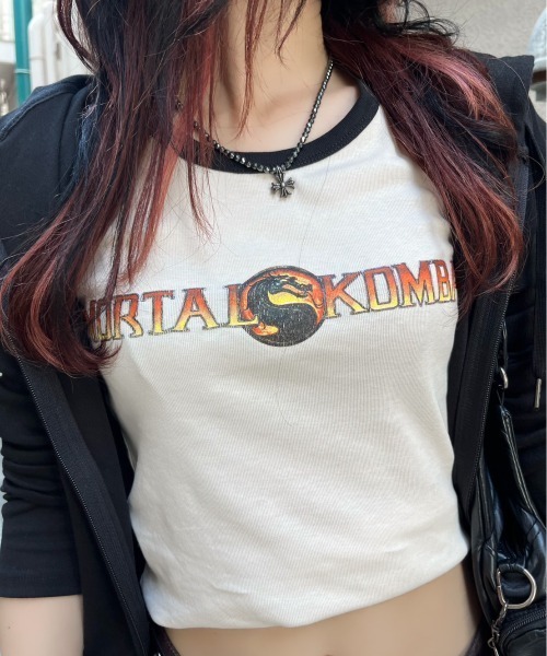 Basic Pleasure Mode（ベーシックプレジャーモード）の「Basic Pleasure Mode ベーシックプレジャーモード FINISH HIM TANK ラグランTシャツ ロゴTシャツ クロップド丈トップス（Tシャツ/カットソー・レディース・ホワイト・XS/S）」の10枚目の写真