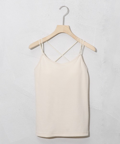 NANO universe（ナノユニバース）の「カップ付きバッククロスキャミソール（キャミソール・レディース・グレー系その他4/ブラック/オフホワイト・S/M）」の2枚目の写真