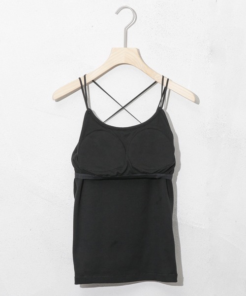 NANO universe（ナノユニバース）の「カップ付きバッククロスキャミソール（キャミソール・レディース・グレー系その他4/ブラック/オフホワイト・S/M）」の4枚目の写真