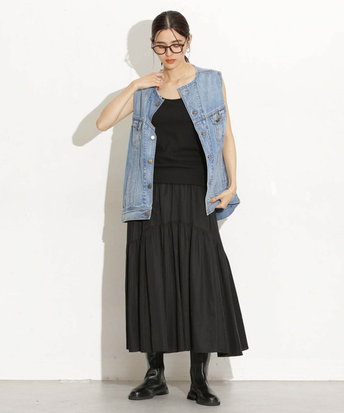 NANO universe（ナノユニバース）の「カップ付きバッククロスキャミソール（キャミソール・レディース・グレー系その他4/ブラック/オフホワイト・S/M）」の22枚目の写真