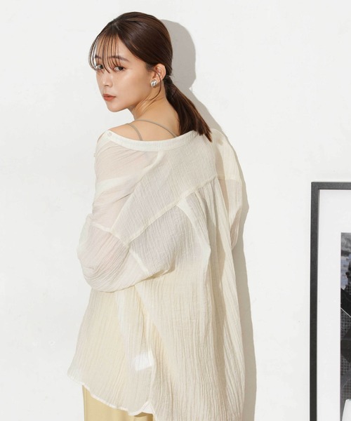 NANO universe（ナノユニバース）の「カップ付きバッククロスキャミソール（キャミソール・レディース・グレー系その他4/ブラック/オフホワイト・S/M）」の12枚目の写真