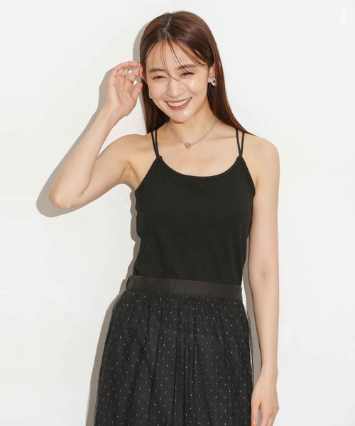 NANO universe（ナノユニバース）の「カップ付きバッククロスキャミソール（キャミソール・レディース・グレー系その他4/ブラック/オフホワイト・S/M）」の14枚目の写真