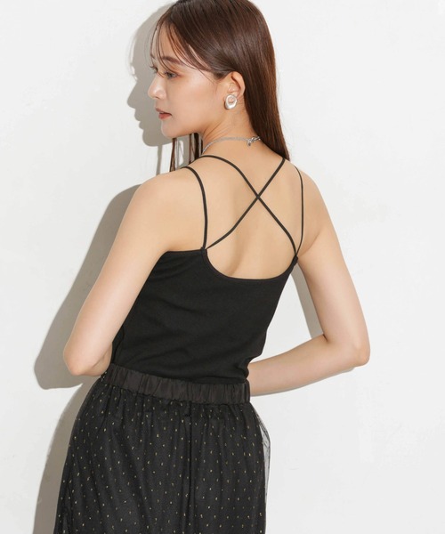 NANO universe（ナノユニバース）の「カップ付きバッククロスキャミソール（キャミソール・レディース・グレー系その他4/ブラック/オフホワイト・S/M）」の15枚目の写真