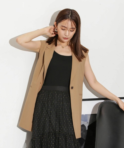 NANO universe（ナノユニバース）の「カップ付きバッククロスキャミソール（キャミソール・レディース・グレー系その他4/ブラック/オフホワイト・S/M）」の16枚目の写真