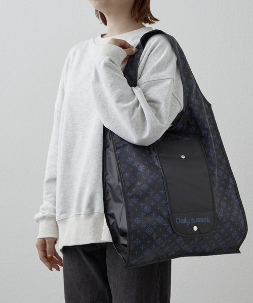 Daily russet（デイリー ラシット）の「【新型】ポケッタブルエコバッグ(L)（エコバッグ/サブバッグ・レディース・ブラック/グレイッシュベージュ/グレー/グリーン/ベージュ・FREE）」の10枚目の写真