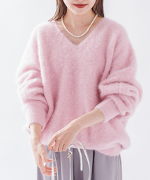 Rouge vif | FOX＆Cashmere Vネックニットプルオーバー(ニット/セーター)