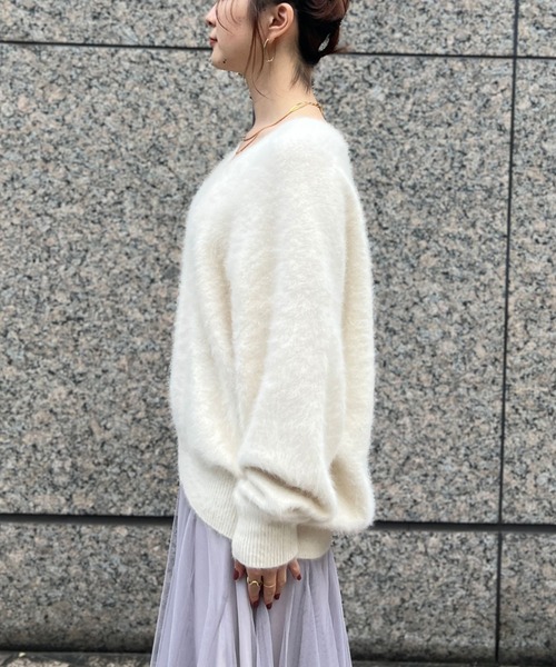 rouge vif FOX＆Cashmere Vネックニットプルオーバー Rouge vif（ルージュヴィフ）の「FOX＆Cashmere Vネックニットプル