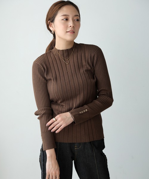 Bou Jeloud(ブージュルード)の「ヒートサイド異ピッチプルオーバー(Tシャツ/カットソー・レディース・杢グレー/A/グリーン/ネイビー/ブラウン/ブルー/ブラック/オフホワイト/ベージュ/ピンク・FREE)」の4枚目の写真
