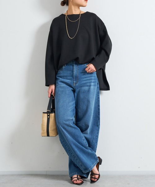 un dix cors(アンディコール)の「《リバイバルアイテム》ダンボールポンチョカットソー(Tシャツ/カットソー・レディース・ベージュ/ブラック/アイボリー/ピンク/ブルー/グレー/チャコールグレー・FREE)」の18枚目の写真