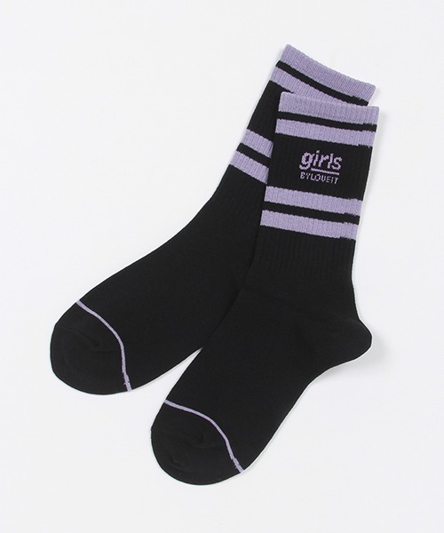 by LOVEiT(バイラビット)の「girlsロゴクルーラインソックス【日本製】(ソックス/靴下・キッズ・ライム/ブラック/ブルー/オフホワイト・S/M/L/LL)」の3枚目の写真