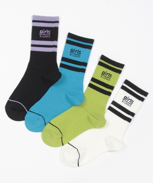 by LOVEiT(バイラビット)の「girlsロゴクルーラインソックス【日本製】(ソックス/靴下・キッズ・ライム/ブラック/ブルー/オフホワイト・S/M/L/LL)」の8枚目の写真