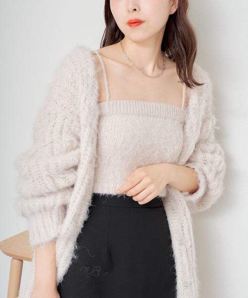 Chico（チコ）の「【新色追加】ベアシャギーニットキャミ（キャミソール・レディース・アイボリー/ブラック/グレー/ブルー・FREE）」の12枚目の写真