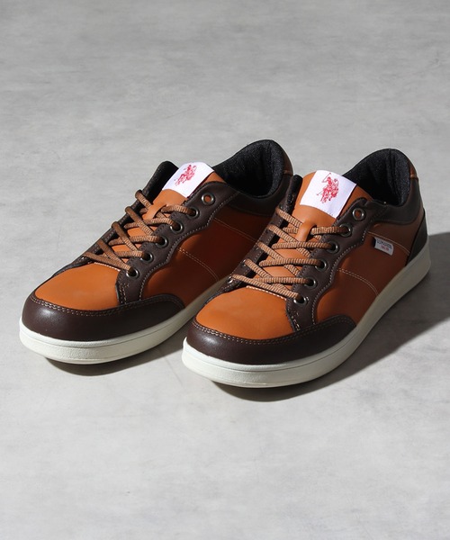 U.S. POLO ASSN.(ユーエスポロアッスン)の「【U.S. POLO ASSN./ユーエスポロアッスン】シンセティックレザー ローカット スニーカー 防水(スニーカー・メンズ・ブラウン/ブラック×ホワイト・25.0cm/25.5cm/26.0cm/26.5cm/27.0cm)」の4枚目の写真