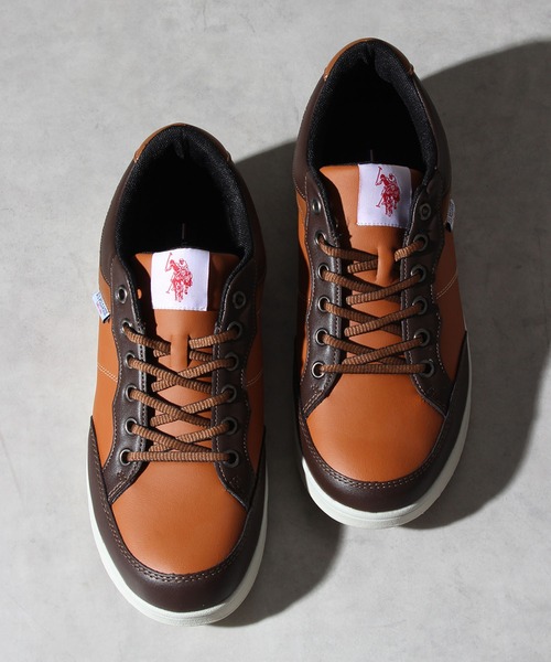 U.S. POLO ASSN.(ユーエスポロアッスン)の「【U.S. POLO ASSN./ユーエスポロアッスン】シンセティックレザー ローカット スニーカー 防水(スニーカー・メンズ・ブラウン/ブラック×ホワイト・25.0cm/25.5cm/26.0cm/26.5cm/27.0cm)」の5枚目の写真