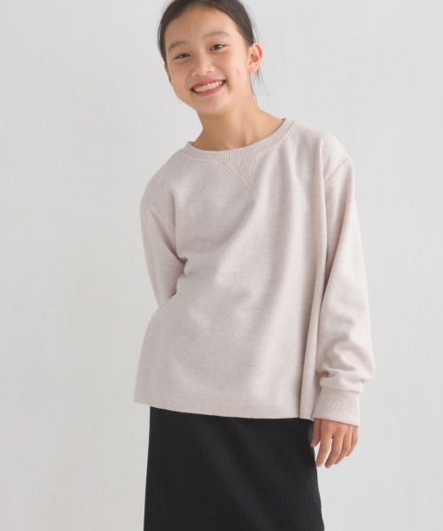 OMNES（オムネス）の「キッズニットリブAライン長袖プルオーバー（Tシャツ/カットソー・キッズ・ピンク系その他/ベージュ/チャコール・110/120/130/100/140）」の4枚目の写真