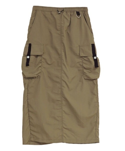 ISOOK(アイスー)の「ナイロンカーゴスカート(ai select) / カーゴスカート ナロースカート ナイロンスカート(スカート・レディース・カーキ・FREE)」の6枚目の写真