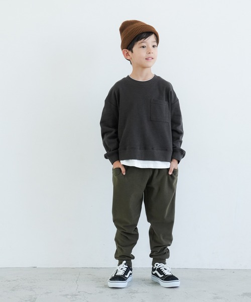 coca（coca）（コカ）の「【WEB限定セール】キッズ　裏毛Tシャツレイヤード風プルオーバー（スウェット・キッズ・チャコール/パープル/ベージュ・110/120/130/140）」の8枚目の写真