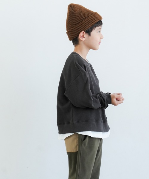 coca（coca）（コカ）の「【WEB限定セール】キッズ　裏毛Tシャツレイヤード風プルオーバー（スウェット・キッズ・チャコール/パープル/ベージュ・110/120/130/140）」の9枚目の写真