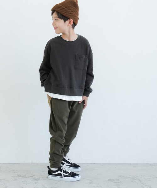 coca（coca）（コカ）の「【WEB限定セール】キッズ　裏毛Tシャツレイヤード風プルオーバー（スウェット・キッズ・チャコール/パープル/ベージュ・110/120/130/140）」の10枚目の写真