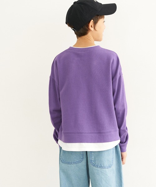 coca（coca）（コカ）の「【WEB限定セール】キッズ　裏毛Tシャツレイヤード風プルオーバー（スウェット・キッズ・チャコール/パープル/ベージュ・110/120/130/140）」の6枚目の写真