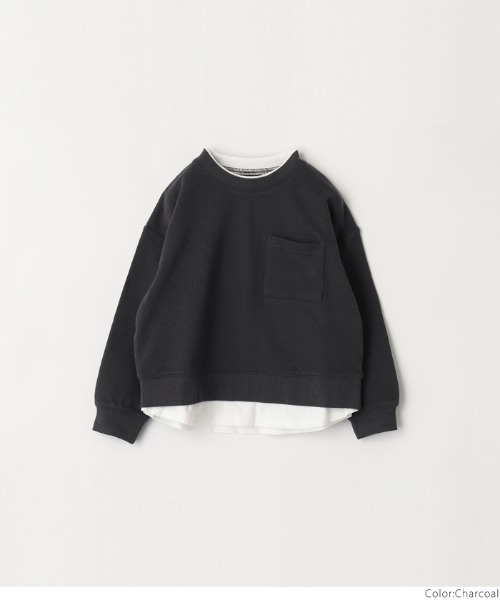 coca（coca）（コカ）の「【WEB限定セール】キッズ　裏毛Tシャツレイヤード風プルオーバー（スウェット・キッズ・チャコール/パープル/ベージュ・110/120/130/140）」の14枚目の写真