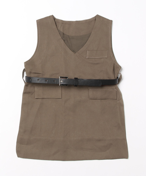 aimoha（アイモハ）の「【aimoha-KIDS-】子供服　ベルトつけジャンパースカート（ジャンパースカート・キッズ・ベージュ・90/130/120/100/110）」の3枚目の写真