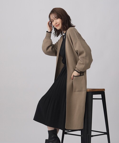 SHOO・LA・RUE（シューラルー）の「◆【体型カバー/大人上品/高見え】 配色トリミング ニットコーディガン（カーディガン/ボレロ・レディース・ブラウン系その他/オフホワイト/ブラック/ライトブルー・00）」の13枚目の写真