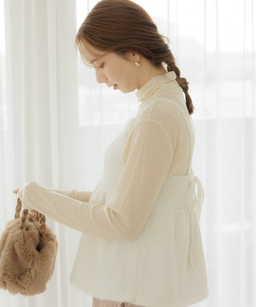 flower（フラワー）の「フェミニンニットビスチェ（ベスト・レディース・ブラック/ホワイト・FREE）」の3枚目の写真