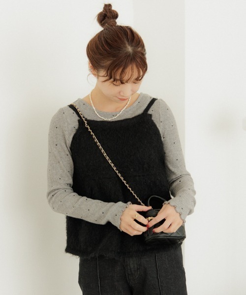 flower（フラワー）の「フェミニンニットビスチェ（ベスト・レディース・ブラック/ホワイト・FREE）」の12枚目の写真