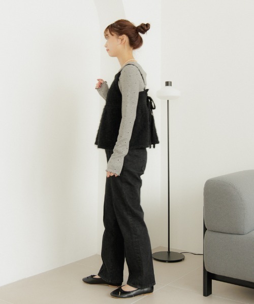 flower（フラワー）の「フェミニンニットビスチェ（ベスト・レディース・ブラック/ホワイト・FREE）」の14枚目の写真