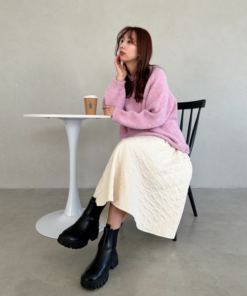 un+frame（アンフレーム）の「quilting skirt／キルティングフレアスカート（スカート・レディース・ブラック/カーキ/ホワイト/ブラウン・FREE）」の11枚目の写真