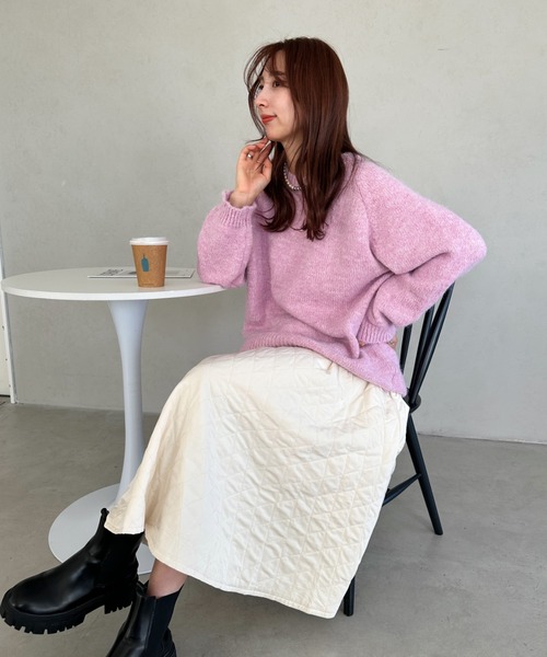 un+frame（アンフレーム）の「quilting skirt／キルティングフレアスカート（スカート・レディース・ブラック/カーキ/ホワイト/ブラウン・FREE）」の10枚目の写真