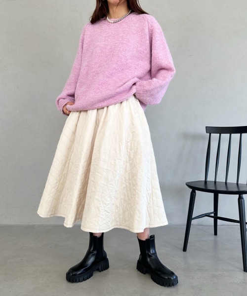 un+frame（アンフレーム）の「quilting skirt／キルティングフレアスカート（スカート・レディース・ブラック/カーキ/ホワイト/ブラウン・FREE）」の8枚目の写真