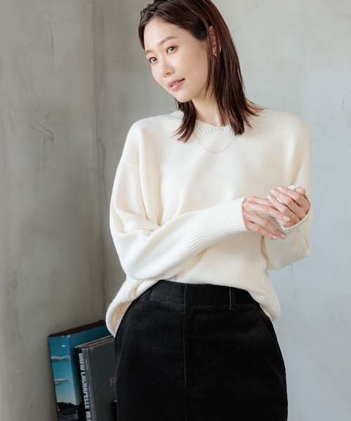 GLOBAL WORK（グローバルワーク）の「毛玉になりにくいVネックプルオーバー/906689（ニット/セーター・レディース・ブラック/アイボリー/ブルー系その他4/ボルドー/カーキブラウン・MEDIUM/LARGE）」の8枚目の写真