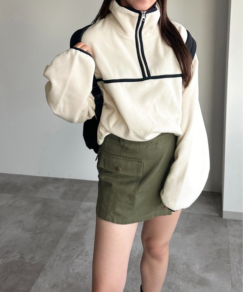 apres jour mignon（アプレジュールミニョン）の「フリースハーフジッププルオーバー【ZOZOTOWN限定アイテム】（スウェット・レディース・ピンク/アイボリー/オレンジ/ブラック・X-LARGE/フリー）」の8枚目の写真