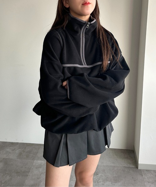 apres jour mignon（アプレジュールミニョン）の「フリースハーフジッププルオーバー【ZOZOTOWN限定アイテム】（スウェット・レディース・ピンク/アイボリー/オレンジ/ブラック・X-LARGE/フリー）」の12枚目の写真