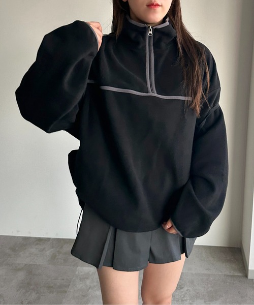 apres jour mignon（アプレジュールミニョン）の「フリースハーフジッププルオーバー【ZOZOTOWN限定アイテム】（スウェット・レディース・ピンク/アイボリー/オレンジ/ブラック・X-LARGE/フリー）」の13枚目の写真