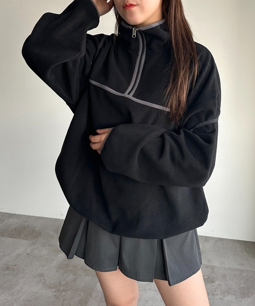 apres jour mignon（アプレジュールミニョン）の「フリースハーフジッププルオーバー【ZOZOTOWN限定アイテム】（スウェット・レディース・ピンク/アイボリー/オレンジ/ブラック・X-LARGE/フリー）」の14枚目の写真