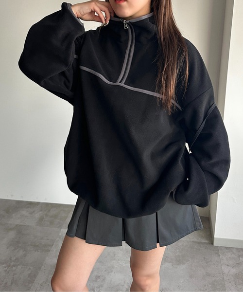 apres jour mignon（アプレジュールミニョン）の「フリースハーフジッププルオーバー【ZOZOTOWN限定アイテム】（スウェット・レディース・ピンク/アイボリー/オレンジ/ブラック・X-LARGE/フリー）」の15枚目の写真